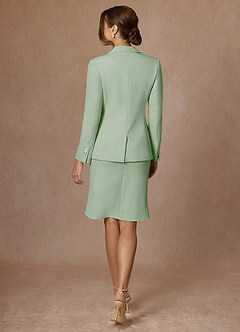 front Kennedy Zakurzona Szałwia Komplet Ze Strukturowaną Marynarką I Eleganckim Garniturem