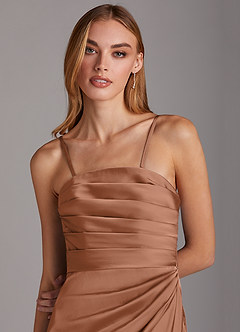 Azazie Lexie Final Sale Bronzer Sheath Strapless Stretch Satin Convertible Dress image2