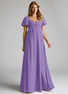 Azazie Madisynn Maternity Bridesmaid Dresses Bow Chiffon Floor-Length Dress image1