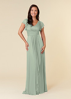 Azazie Reneya Abiti per la Madre della Sposa Abito A-Line in Maglia Plissettato Verde Salvia image1