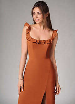 Azazie Callie Bridesmaid Dresses Cinnamon Mermaid Side Slit Chiffon Convertible Dress image6