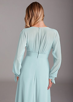 Azazie Matilda Bridesmaid Dresses Mist A-Line Long Sleeve Chiffon Dress image8