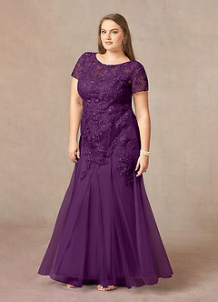 Azazie Laurie Mother of the Bride Dresses Grape Mermaid Scoop Sequins Tulle Dress image9