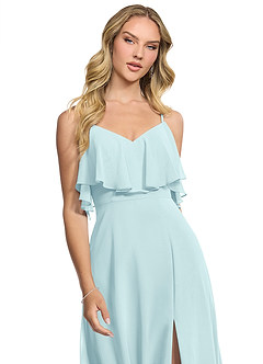 Azazie Jean Bridesmaid Dresses Sea Glass A-Line Chiffon Convertible Dress image4