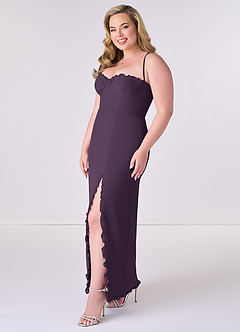Barbie ♥ Azazie Bridesmaid Dresses Plum Sheath Corset Chiffon Dress image9