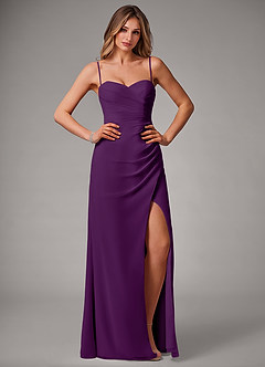 Azazie Haisley Bridesmaid Dresses Grape Sheath Off the Shoulder Chiffon Convertible Dress image1