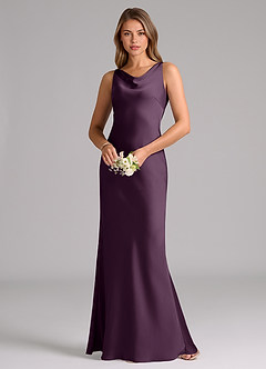 Azazie Allettie Bridesmaid Dresses Plum Mermaid Stretch Satin Dress image3