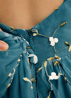 Azazie Bean Jurken voor bloemenmeisjes Baljurk Jurk van Tule Mouwloos Inkt Blauw image6