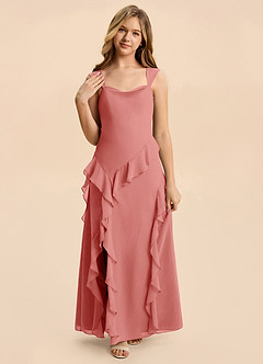 Azazie Sloane Junior Antique Rose A-Line Sweetheart Neckline Chiffon Dress image6