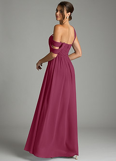 Azazie Kassandra Bridesmaid Dresses Mulberry A-Line Off the Shoulder Chiffon Dress image6