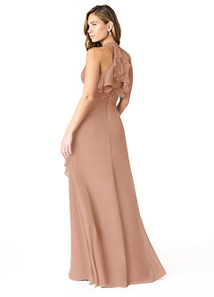 Azazie Aviv Final Sale Champagne Rose A-Line Pleated Chiffon Dress image2