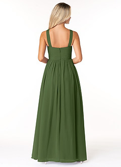 Azazie Elvira Bridesmaid Dresses Olive A-Line Pleated Chiffon Dress image6