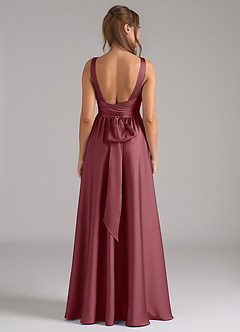 Azazie Kora Bridesmaid Dresses Desert Rose A-Line Pleated Stretch Satin Dress image5