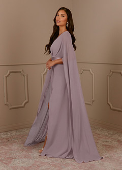 Azazie Isa Mother of the Bride Dresses Dusk A-Line V-Neck Pleated Chiffon Dress image2
