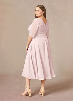 Azazie Naomi Mother of the Bride Dresses Blushing Pink A-Line Boatneck Pleated Chiffon Dress image13