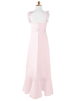 Azazie Barbara Junior Blushing Pink A-Line Bow Matte Satin Dress image7