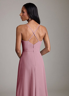 Azazie Naeem Bridesmaid Dresses Vintage Mauve A-Line V-Neck Ruffle Chiffon Dress image7