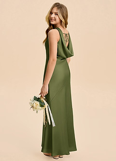 Azazie Rylina Junior Meerjungfrau-Linie Stretch-Satin Kleid Olivgrün image5