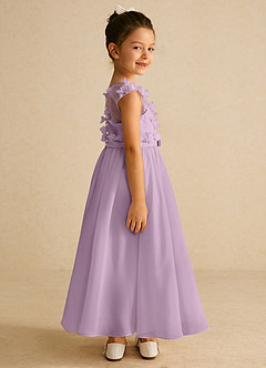 Azazie Arlo Flower Girl Dresses Wisteria A-Line Bow Chiffon Dress image3