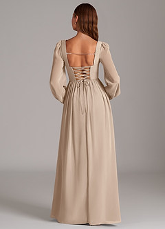 Azazie Maree Bridesmaid Dresses Taupe A-Line Corset Chiffon Dress image6