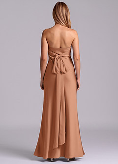 Azazie Ailanie Brudtärnklänningar Klä av Tubklänning i Stretch Satin Axelbandslös Bronzer image7