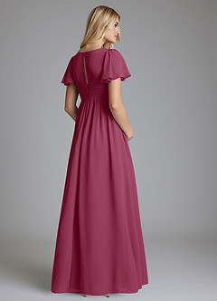 Azazie Verna Maternity Bridesmaid Dresses A-Line V-Neck Ruched Chiffon Floor-Length Dress image2
