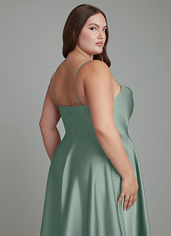 Azazie Elle Robes à essayer chez vous Robe Trapèze en Satin extensible Plissé Noir image15