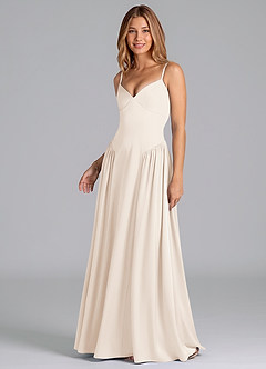 Azazie Kirby Final Sale White Alabaster A-Line Stretch Satin Dress image4