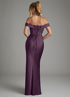 Azazie Hayden Bridesmaid Dresses Plum Mermaid Corset Stretch Satin Dress image2