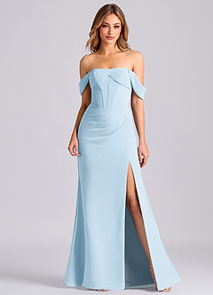 Azazie Joanne Final Sale Sky Blue Mermaid Off the Shoulder Chiffon Dress image1