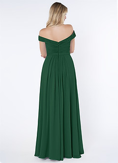 Azazie Audrianna Bridesmaid Dresses Dark Green A-Line Off-The-Shoulder Gathered Chiffon Convertible Dress image2