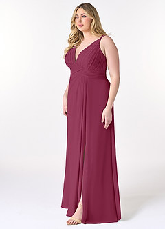 Azazie Maren Allure Bridesmaid Dresses Mulberry A-Line V-Neck Lace Chiffon Dress image8