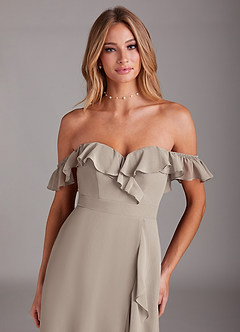 Azazie Lyra Bridesmaid Dresses Frost A-Line Chiffon Convertible Dress image9