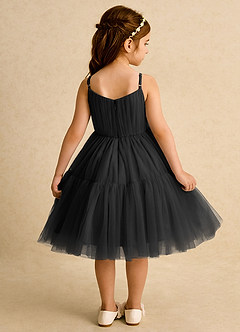 Azazie Osea Flower Girl Dresses Black Ball-Gown Pleated Tulle Dress image2