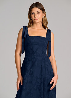 Azazie Debra Suknie dla druhen Linia A z kieszeniami Kwiatowe wypalenie Do ziemi Sukienka image2