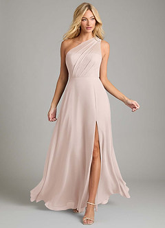 Azazie Phaedra Jurken voor bruidsmeisjes Jurk van Chiffon met A-Lijn One-Shoulder Rozenblaadje image4