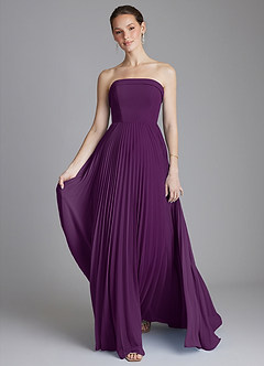 Azazie Mariana Bridesmaid Dresses Grape A-Line Strapless Chiffon Dress image5
