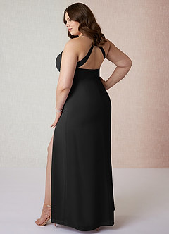 Azazie Manila Bridesmaid Dresses Black Sheath V-Neck Chiffon Dress image10
