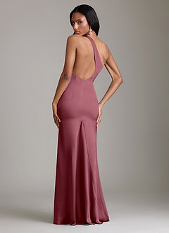 Azazie Voni Abiti da Damigella Abito Sirena in Raso Elasticizzato Monospalla Rosa Del Deserto image2