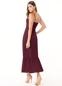 Azazie Justina Jurken voor bruidsmeisjes Jurk van Chiffon met A-Lijn Sweetheart Halslijn Cabernet image4