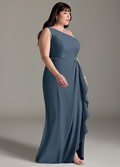 Azazie Liza Bridesmaid Dresses Neptune Mermaid One Shoulder Chiffon Dress image9