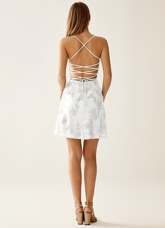 Lysandra Wit Stretch mini-jurk met 3D-bloemen en korset image6