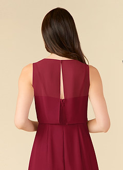 Azazie Marchioness Mother of the Bride Dresses Burgundy A-Line Scoop Pleated Chiffon Dress image6