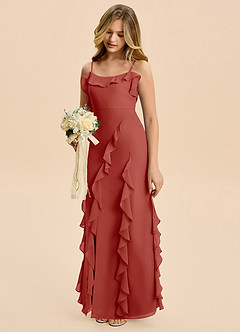 Azazie Phoebe Junior Klä av Tubklänning i Chiffong Rynkad image5