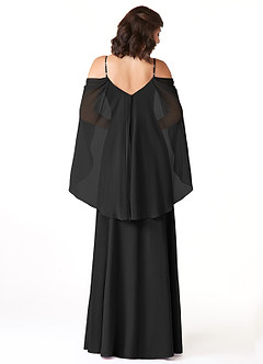 Azazie Cienna Bridesmaid Dresses Black A-Line Off the Shoulder Chiffon Dress image2