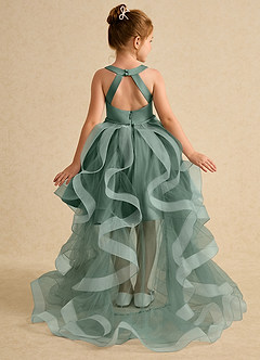 Azazie Julietta Flower Girl Dresses Eucalyptus Ball-Gown Convertible Tulle Dress image1