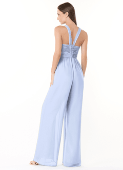 Azazie Berdie Bridesmaid Dresses Ice Halter Chiffon Jumpsuit image4