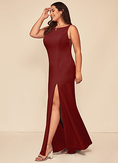 Azazie Rogue Bridesmaid Dresses Terracotta Mermaid Scoop Side Slit Stretch Crepe Dress image10