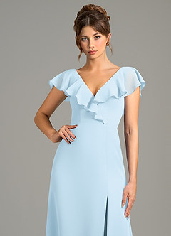 Azazie Kimmy Bridesmaid Dresses Sky Blue A-Line Ruched Chiffon Dress image5