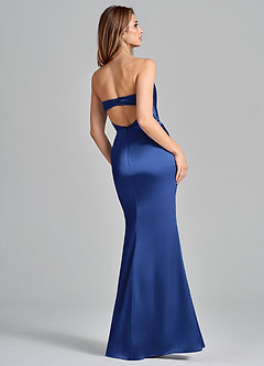 Azazie Olea 신부 들러리 드레스 인어 스트랩리스 스트레치 새틴 바닥 길이 드레스 image5